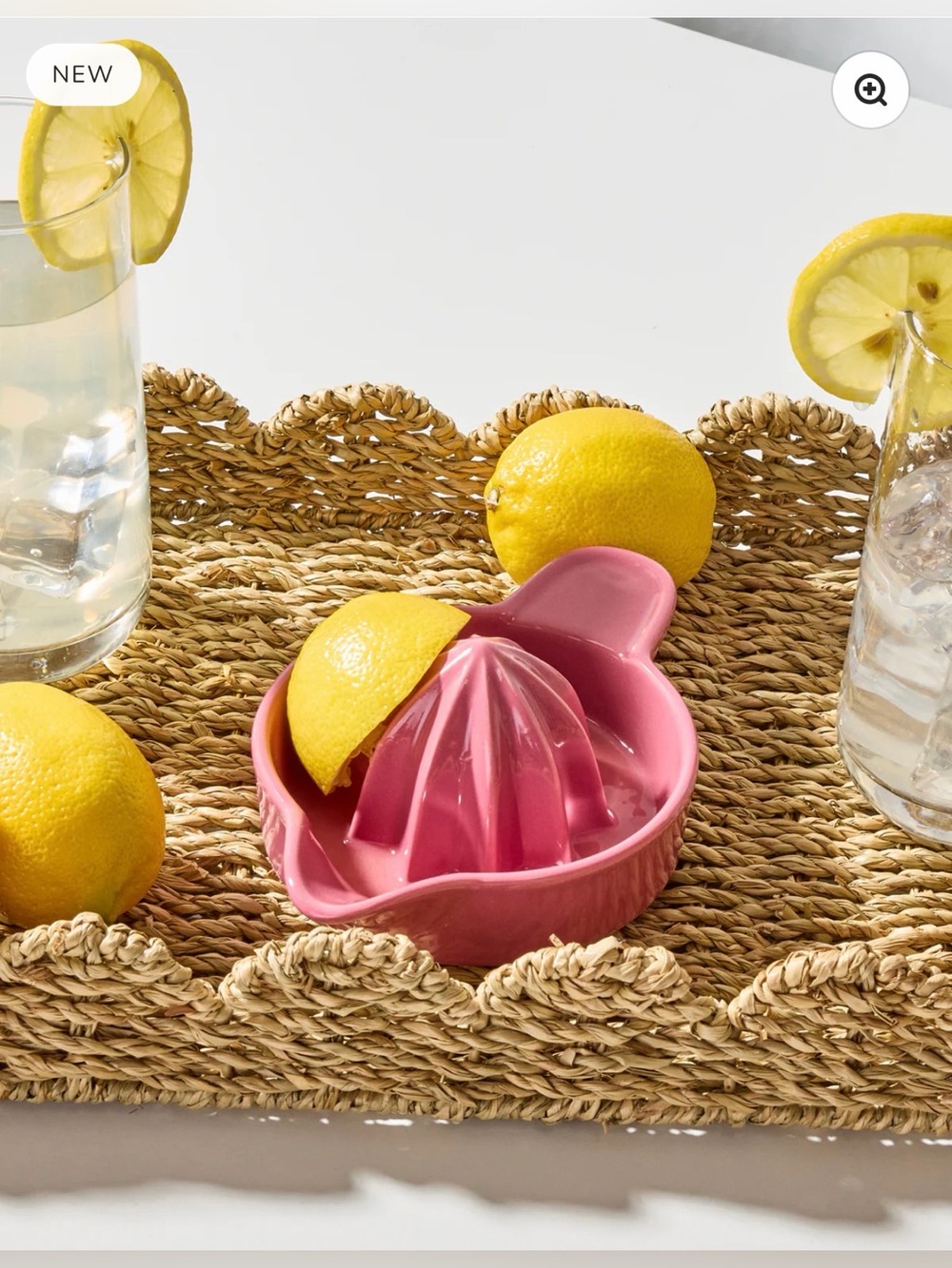 Noon & Moon Pink Ceramic Citrus Juicer Summer Petal like Pottery Barn West Elm